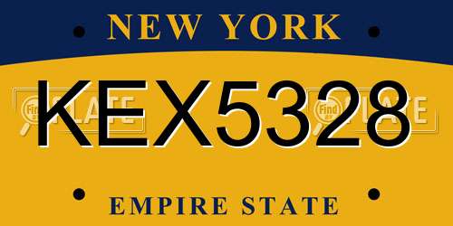 KEX5328 New York License Plate