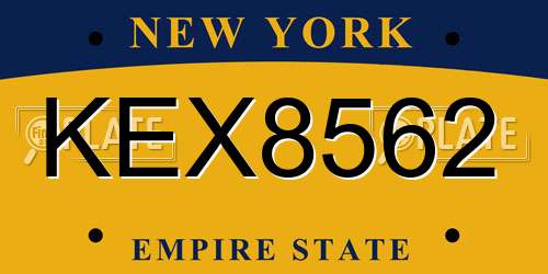 KEX8562 New York License Plate