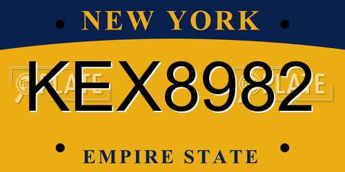 KEX8982 New York License Plate