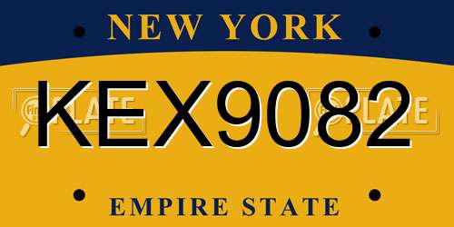 KEX9082 New York License Plate
