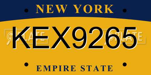 KEX9265 New York License Plate