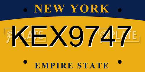 KEX9747 New York License Plate