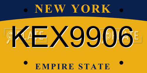 KEX9906 New York License Plate