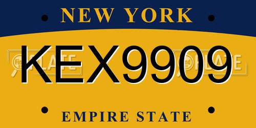 KEX9909 New York License Plate