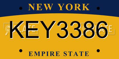 KEY3386 New York License Plate