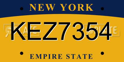 KEZ7354 New York License Plate