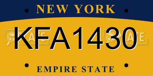 KFA1430 New York License Plate
