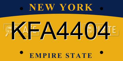KFA4404 New York License Plate