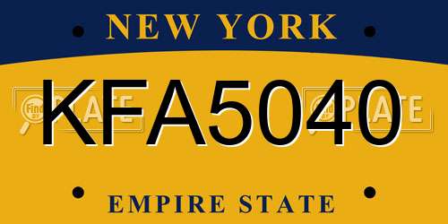 KFA5040 New York License Plate