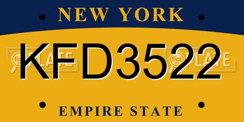 KFD3522 New York License Plate