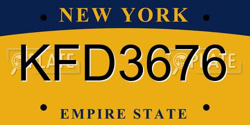 KFD3676 New York License Plate