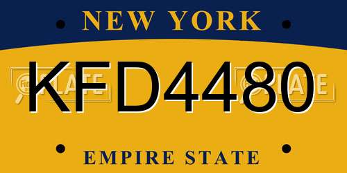 KFD4480 New York License Plate