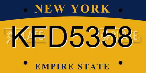 KFD5358 New York License Plate