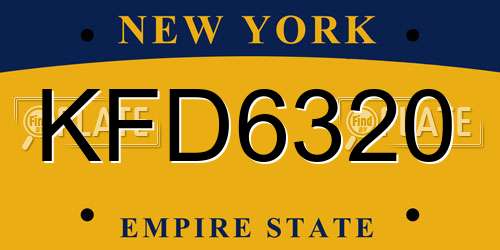 KFD6320 New York License Plate