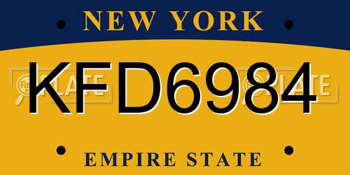 KFD6984 New York License Plate