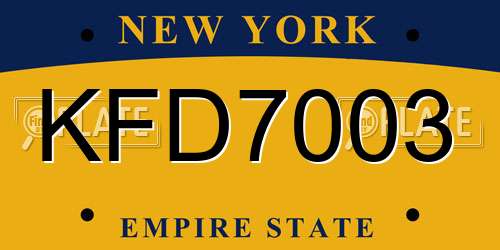 KFD7003 New York License Plate