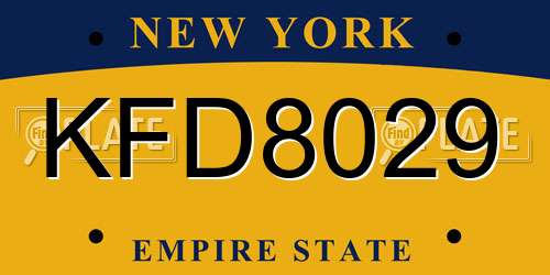KFD8029 New York License Plate