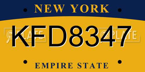 KFD8347 New York License Plate