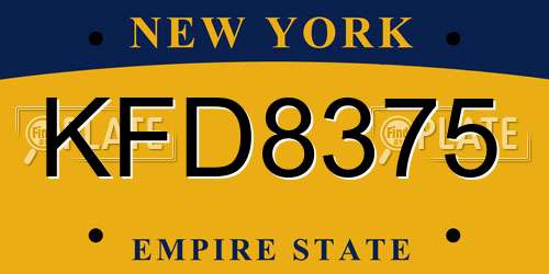 KFD8375 New York License Plate