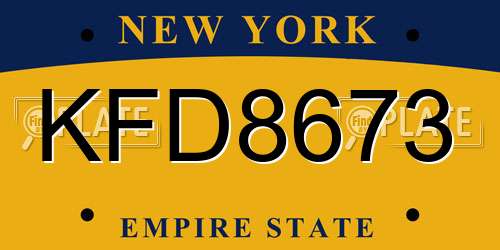 KFD8673 New York License Plate