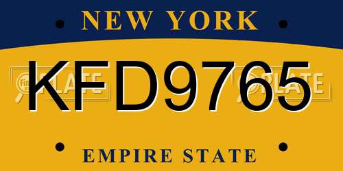 KFD9765 New York License Plate