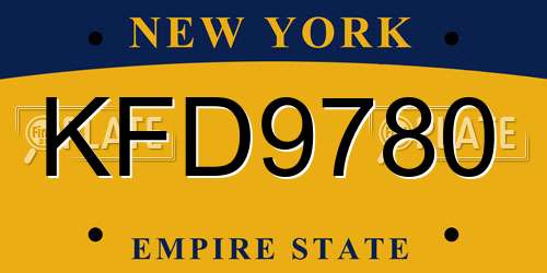 KFD9780 New York License Plate
