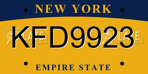 KFD9923 New York License Plate