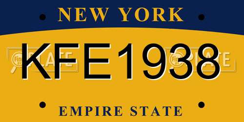 KFE1938 New York License Plate