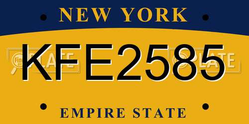 KFE2585 New York License Plate