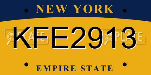 KFE2913 New York License Plate
