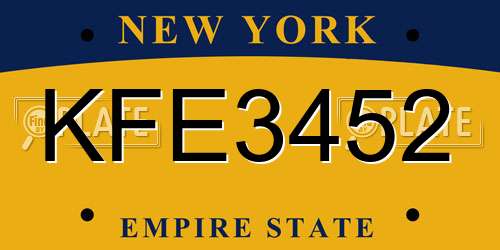 KFE3452 New York License Plate