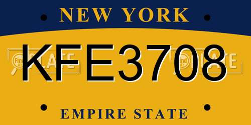 KFE3708 New York License Plate