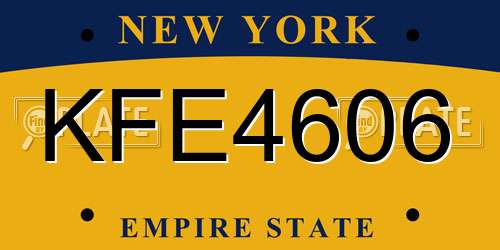 KFE4606 New York License Plate