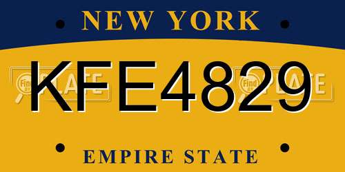 KFE4829 New York License Plate