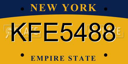 KFE5488 New York License Plate