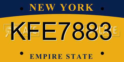 KFE7883 New York License Plate