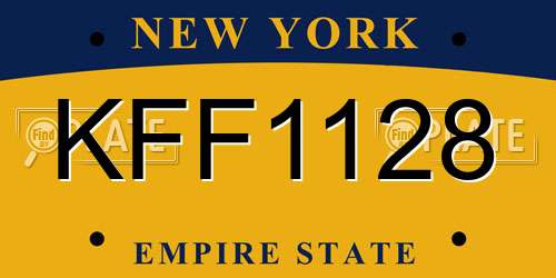 KFF1128 New York License Plate