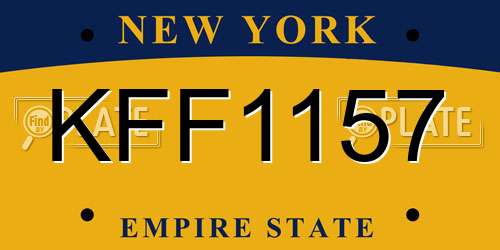 KFF1157 New York License Plate