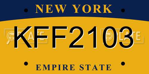 KFF2103 New York License Plate
