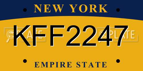 KFF2247 New York License Plate