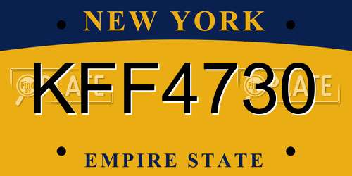 KFF4730 New York License Plate