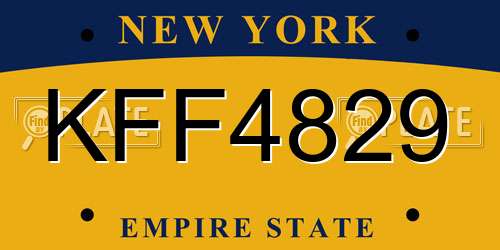 KFF4829 New York License Plate