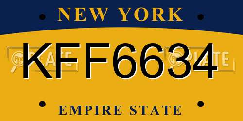 KFF6634 New York License Plate