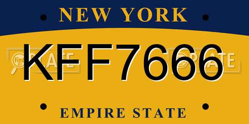 KFF7666 New York License Plate