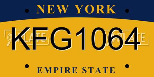 KFG1064 New York License Plate