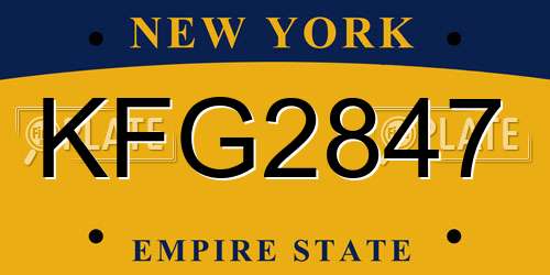 KFG2847 New York License Plate