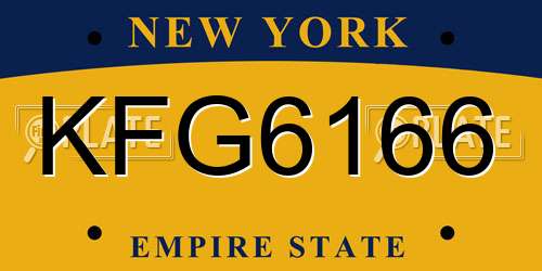 KFG6166 New York License Plate