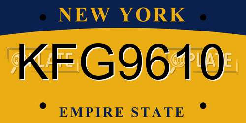 KFG9610 New York License Plate