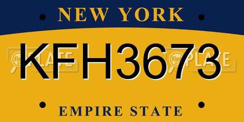 KFH3673 New York License Plate