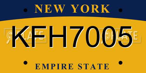 KFH7005 New York License Plate